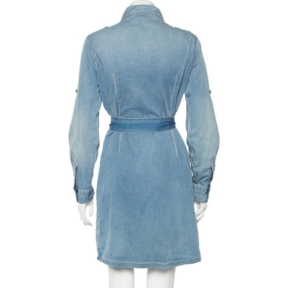 Tory Burch Size 0 Blue Stonewashed Denim Belted Brigette Belted Demi Shirt Dress - Picture 4 of 5